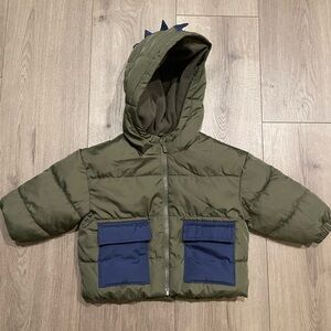 Old Navy Olive Green Toddler Dinosaur winter coat